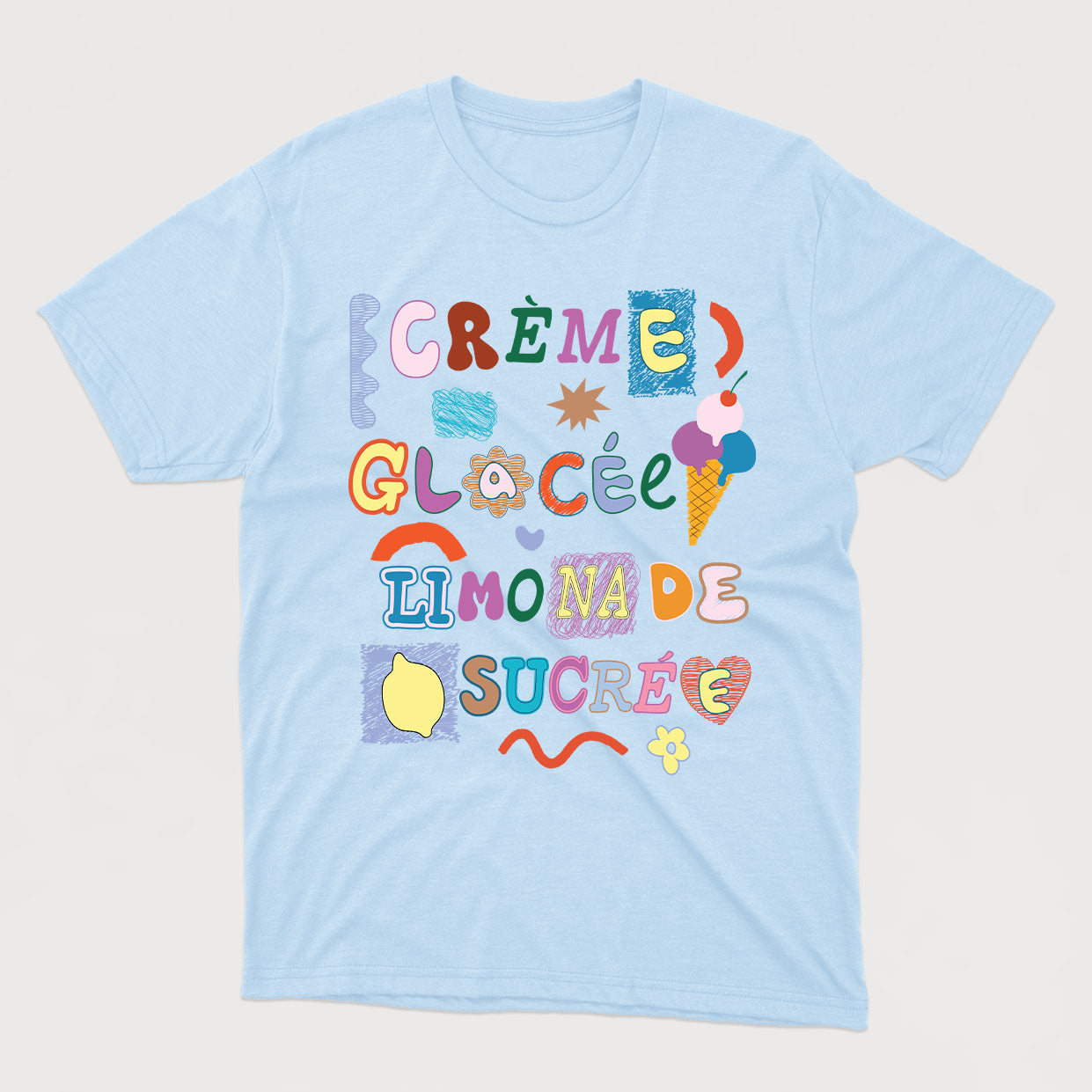 CRÈME GLACÉE LIMONADE SUCRÉE t-shirt unisexe ADULTE - tamelo boutique